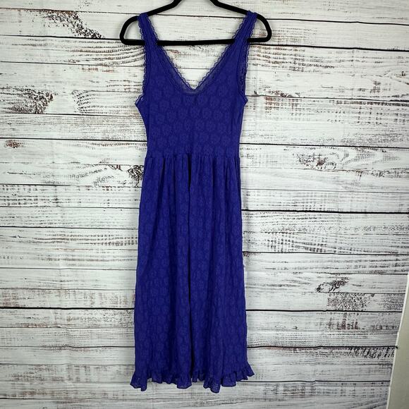 Vintage EUC Women's Maidenform Full Sheer Lace Purple Tank Slip Nightgown Sz Med - Picture 6 of 7
